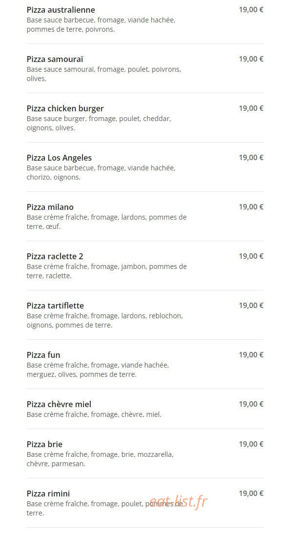 Royal Pizza — carte page 14