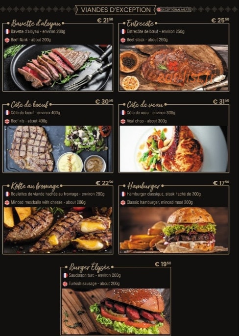 Elysee Taksim Steakhouse — carte page 7