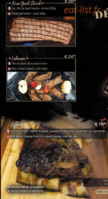 Elysee Taksim Steakhouse — carte page 5