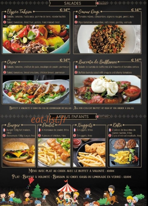 Elysee Taksim Steakhouse — carte page 3