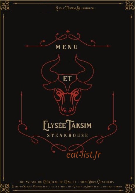 Elysee Taksim Steakhouse — carte page 1