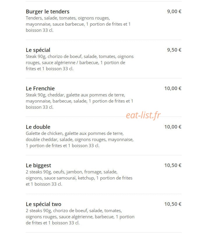 French Food Burger 91 — carte page 3