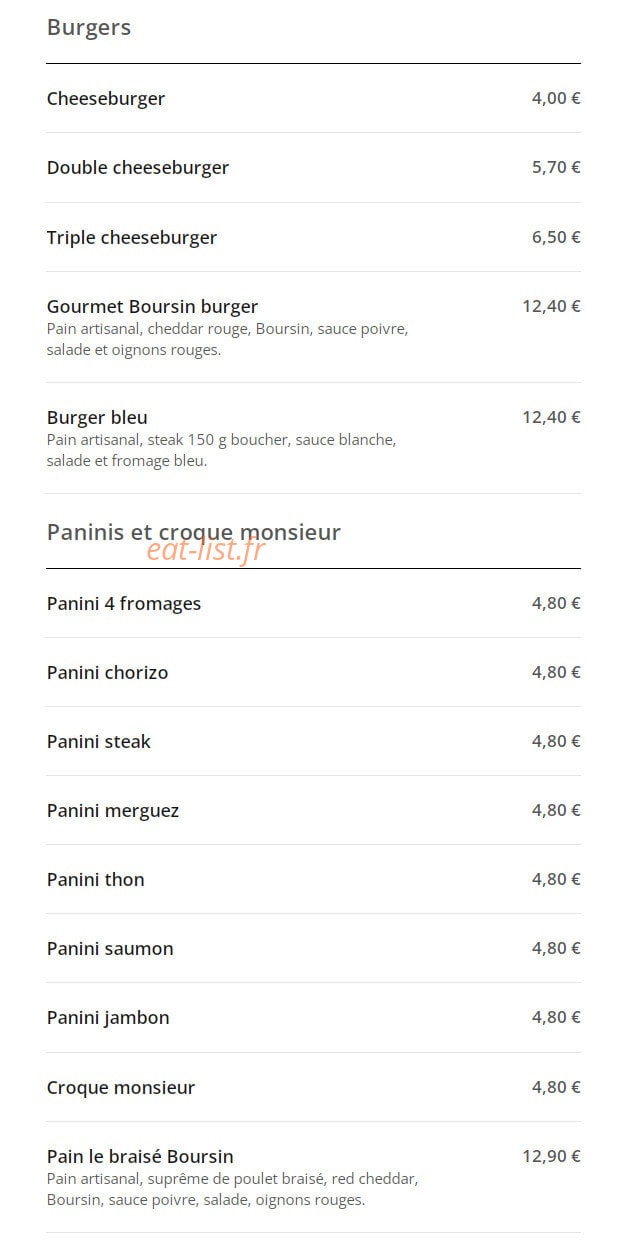 French Food Burger 91 — carte page 7
