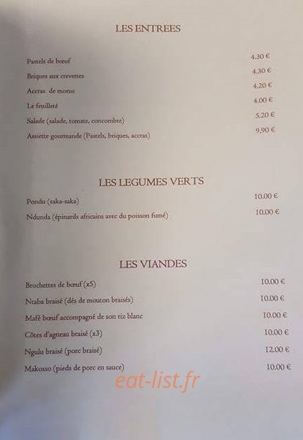 L'Afrodisiac — carte page 1