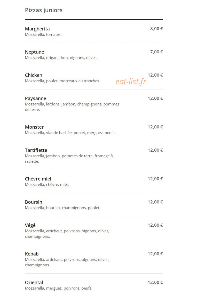 Mille et une pizza — carte page 2