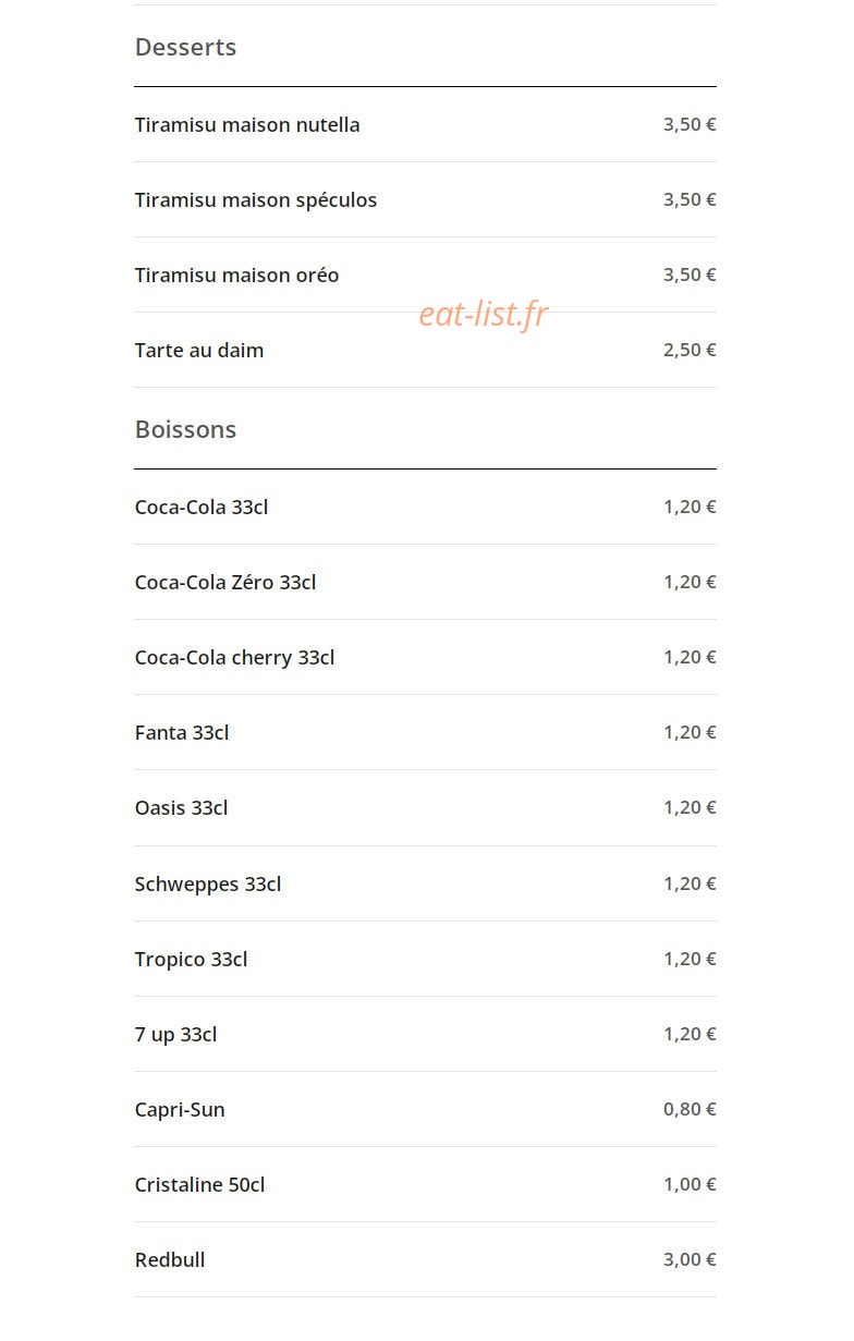 Mille et une pizza — carte page 9
