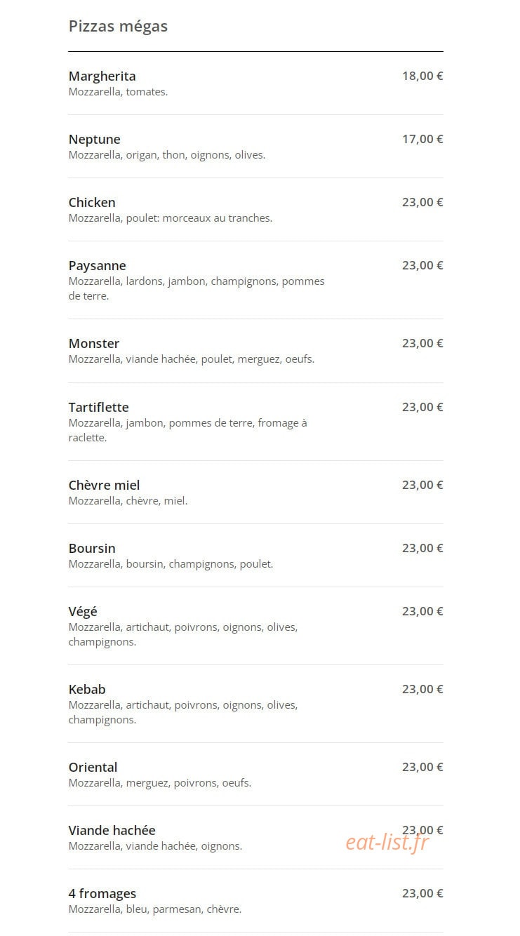 Mille et une pizza — carte page 6