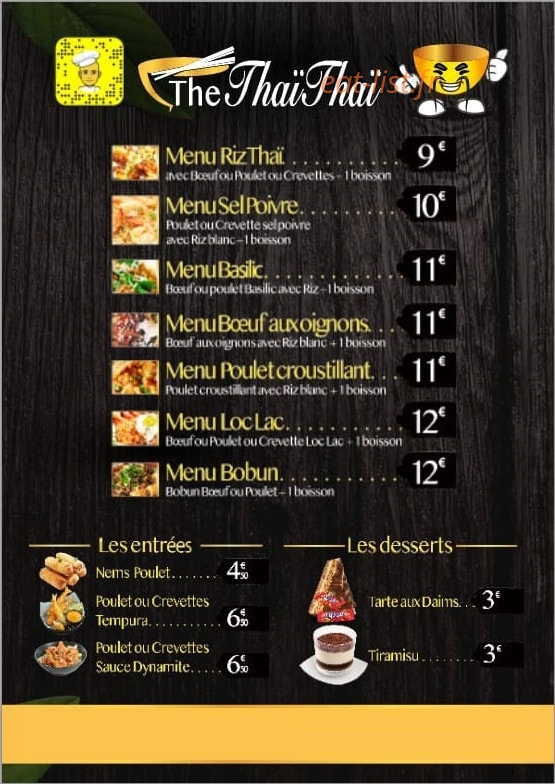 Thaï Thaï — carte page 2