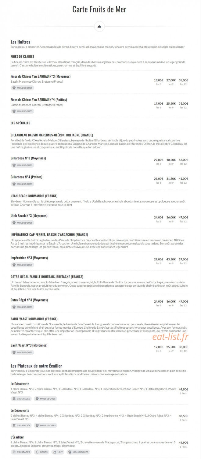 Bistro de Gif — carte page 1