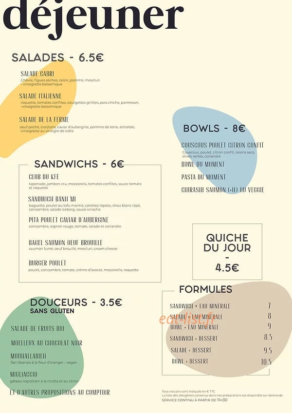 Kfé by Health Inside — carte page 1