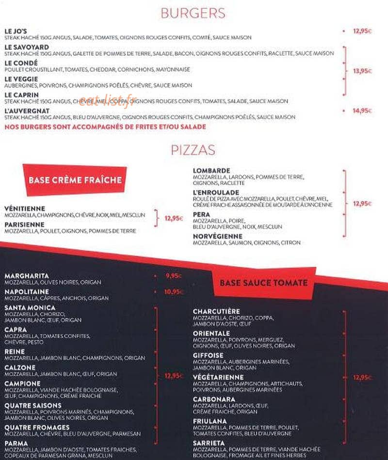 Le Jo's — carte page 1