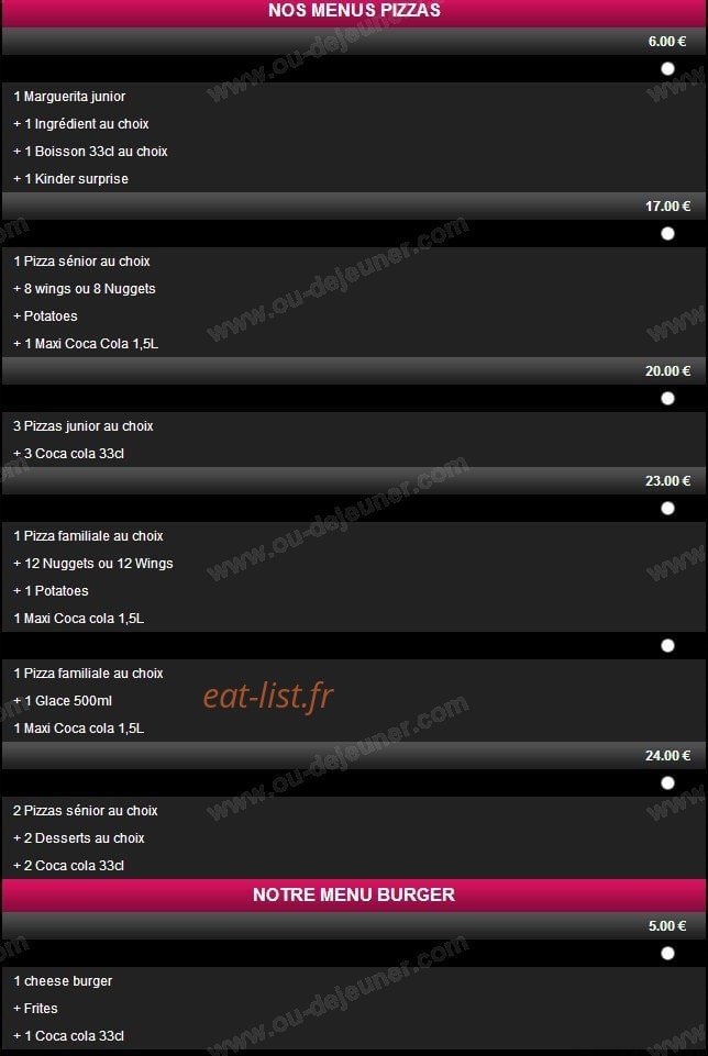 Pizza Pronto — carte page 2