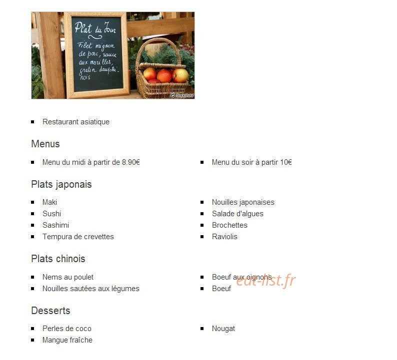 Sushi Yuki — carte page 1