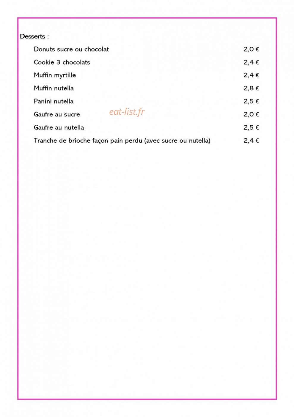 Eat and Go — carte page 2
