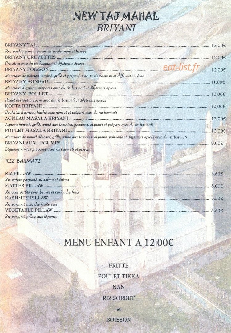 New Taj Mahal — carte page 4