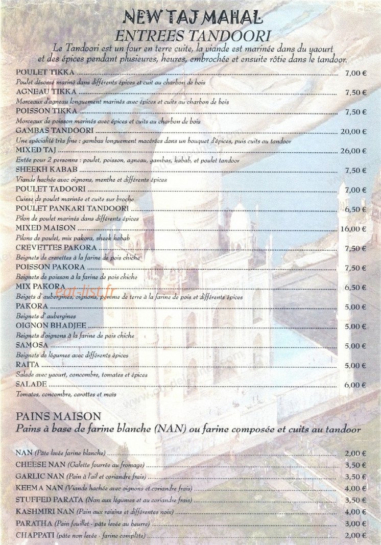 New Taj Mahal — carte page 1