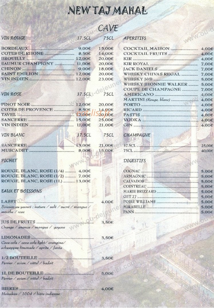 New Taj Mahal — carte page 8