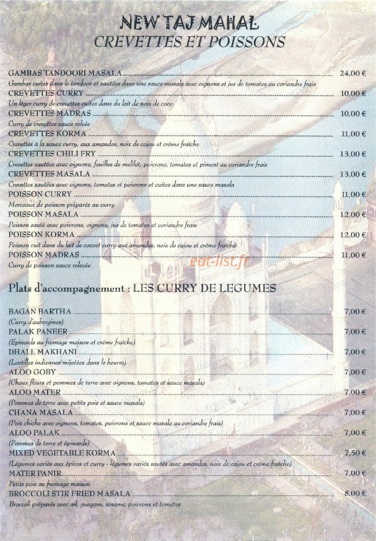 New Taj Mahal — carte page 3