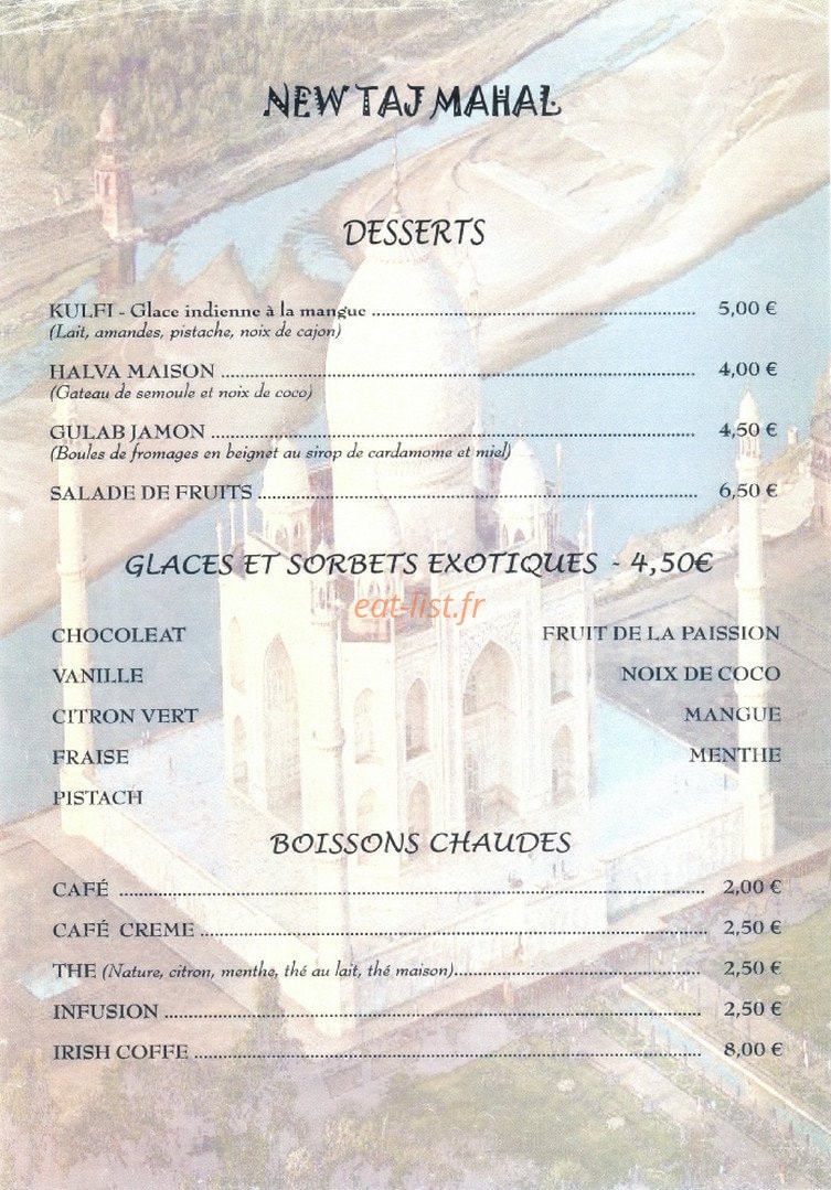 New Taj Mahal — carte page 7