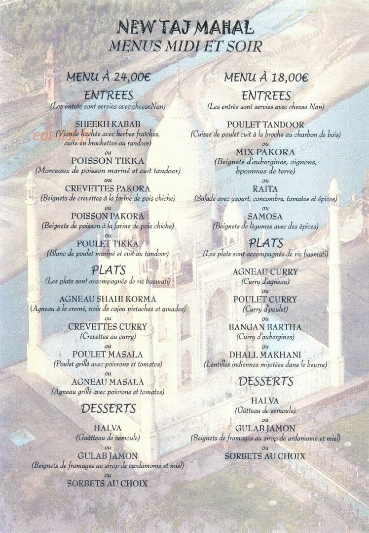 New Taj Mahal — carte page 6