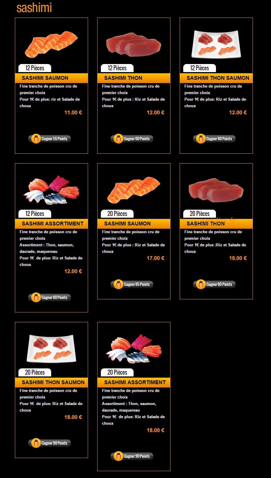 Sushi Story — carte page 1