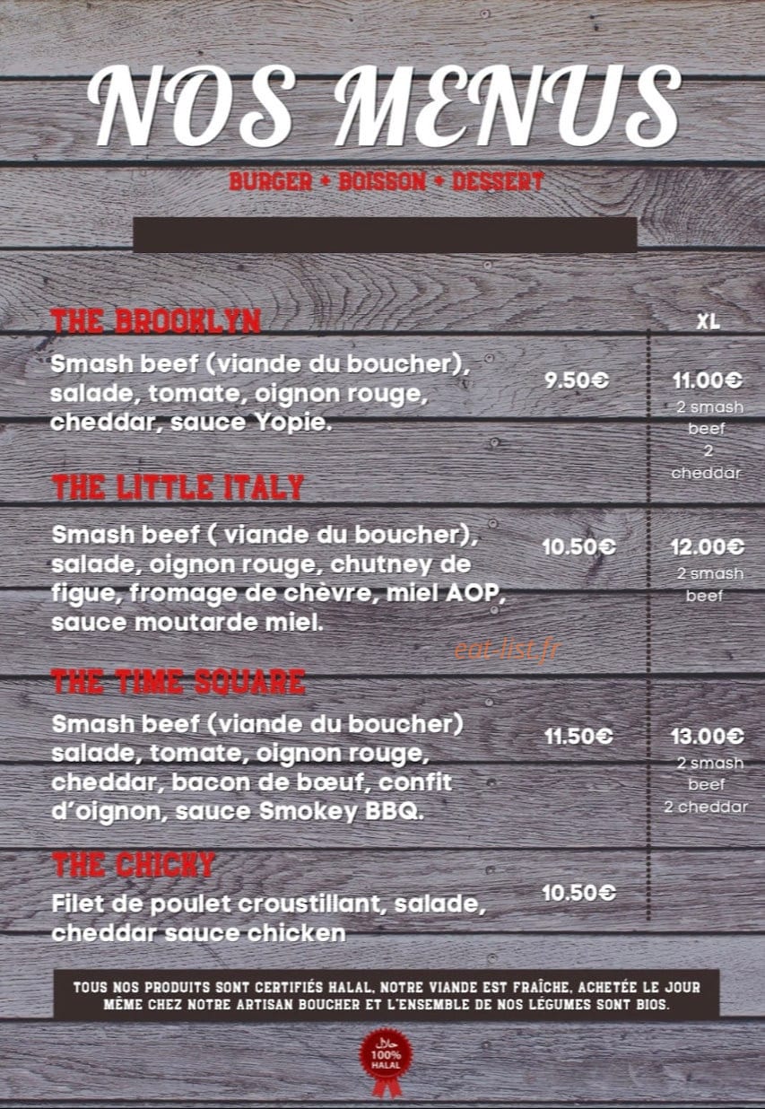 Brooklyn Burger — carte page 1