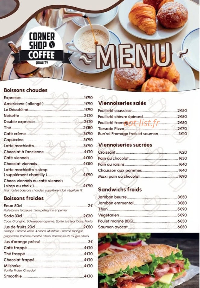 Corner shop coffee — carte page 2