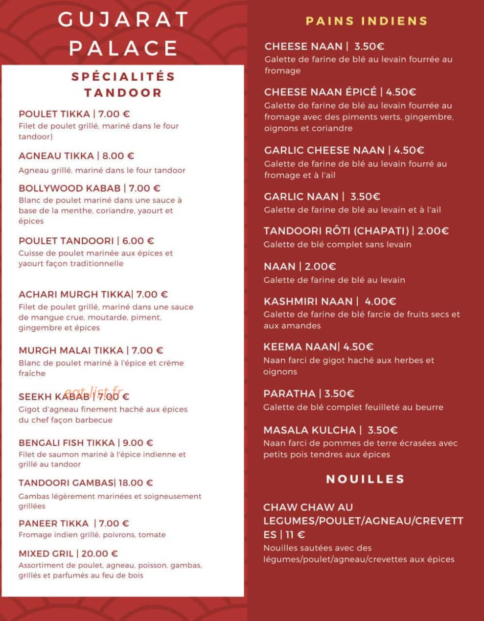 Gujarat Palace — carte page 1