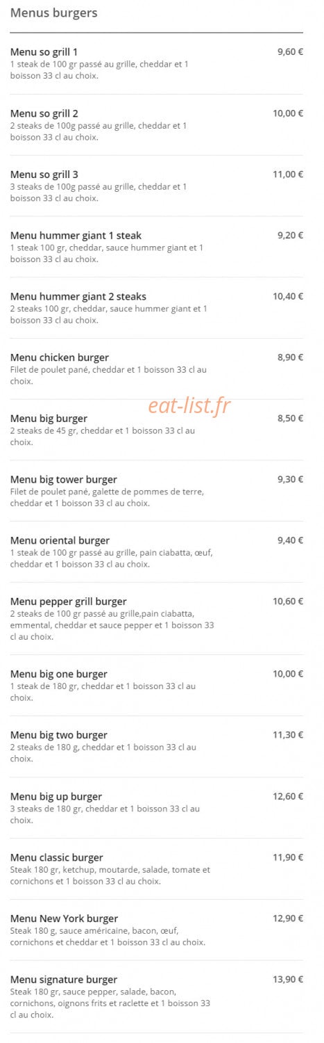 Kydam Burger — carte page 2