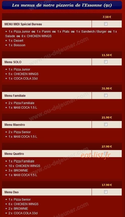 Pizza Al Maestro — carte page 1