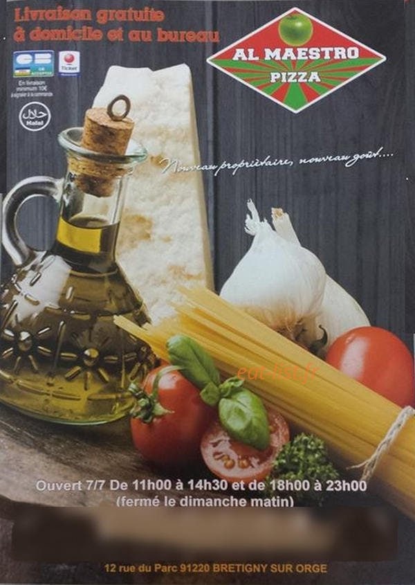 Al Maestro Pizza — carte page 1