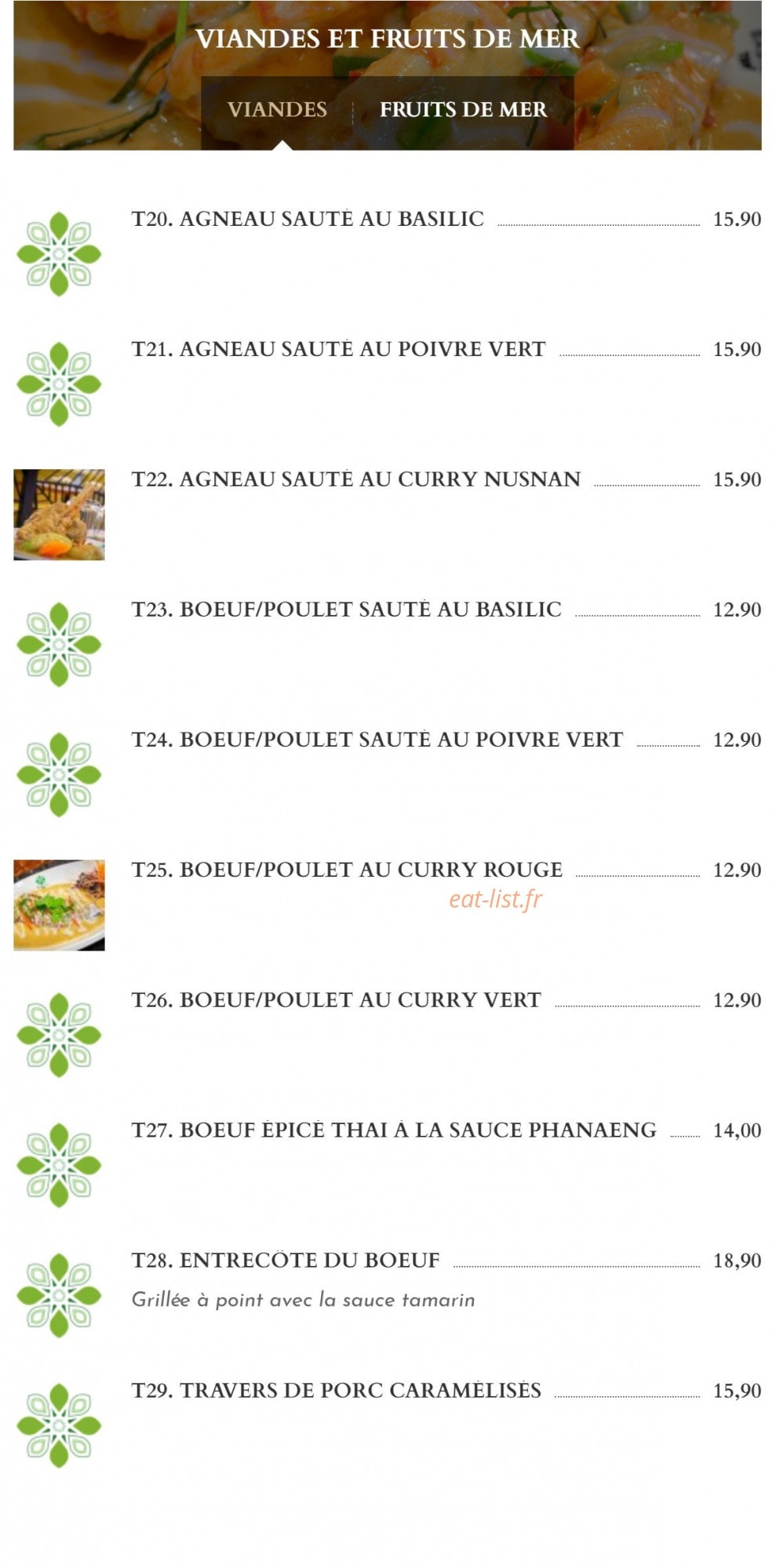 Basilic Thaï — carte page 5