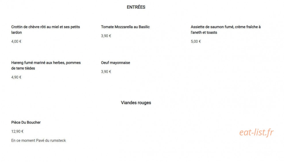 Brasserie La Place — carte page 1