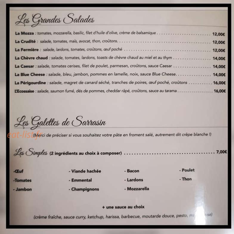 Crêperie de la pelouse — carte page 1