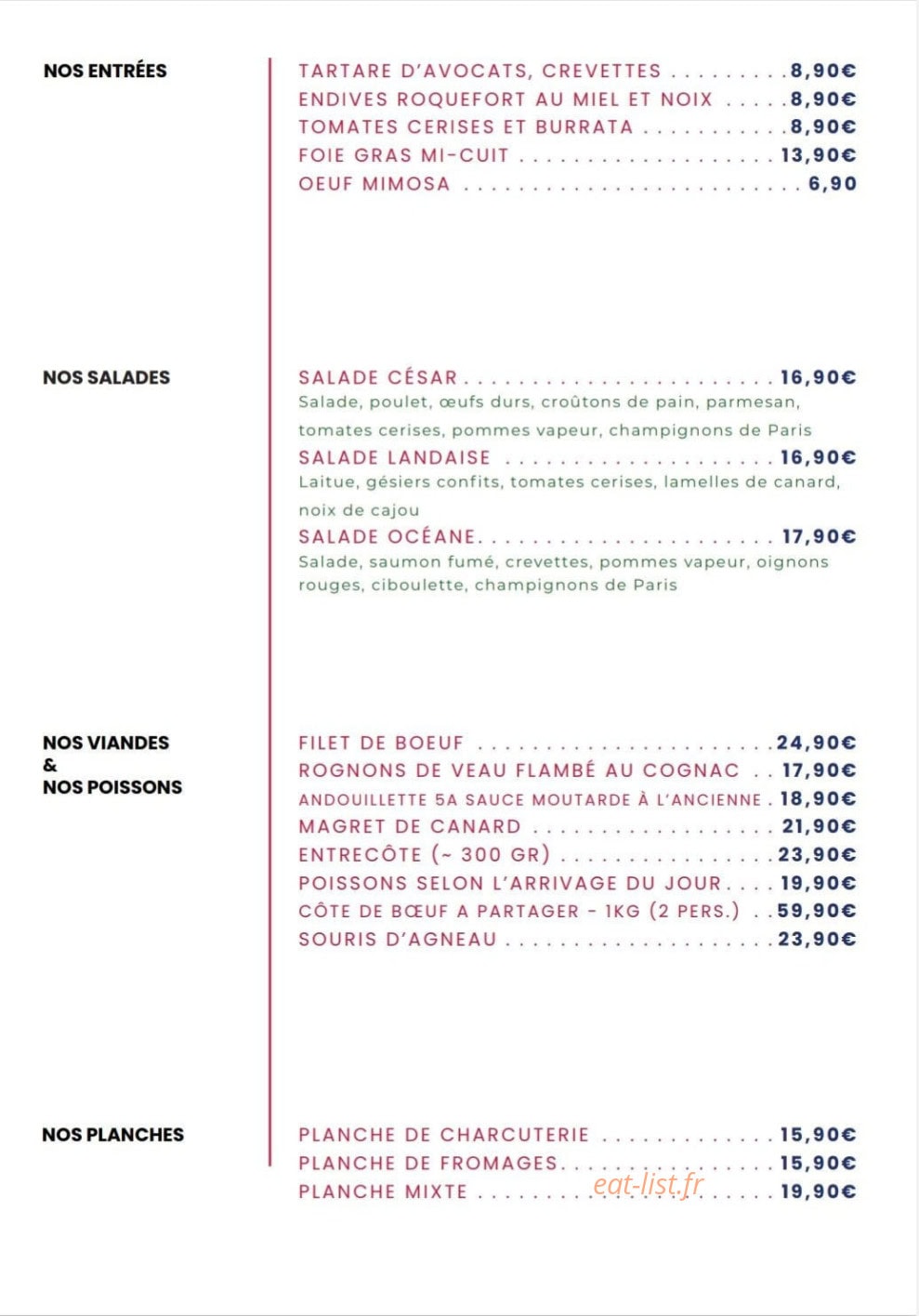 Le Petit Mignon — carte page 3
