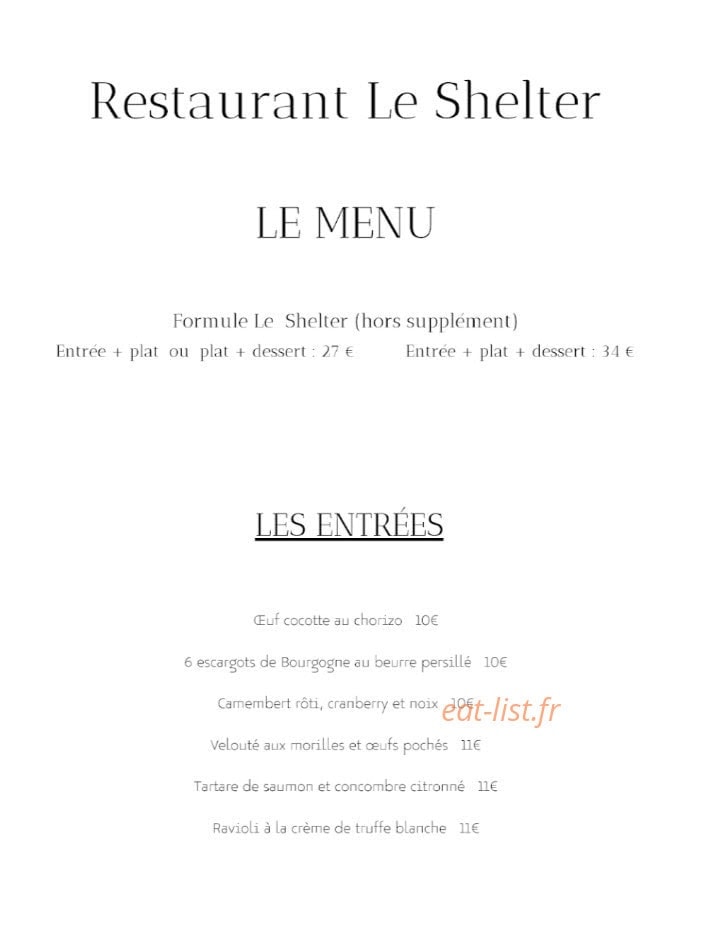 Le Shelter — carte page 1