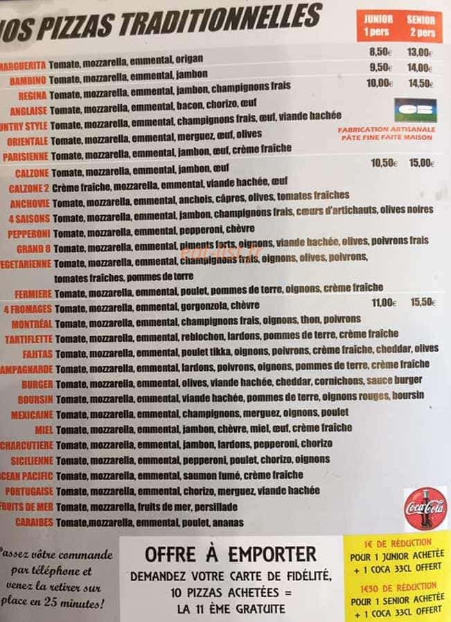 Pizzeria du Lycée — carte page 1