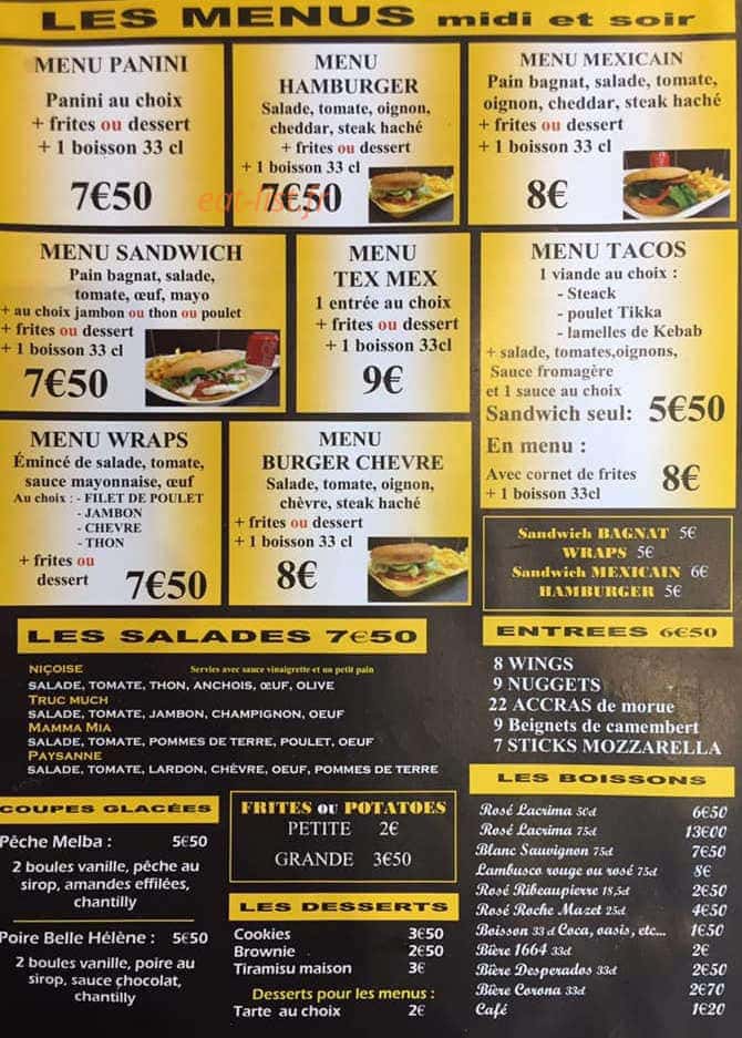 Pizzeria du Lycée — carte page 3