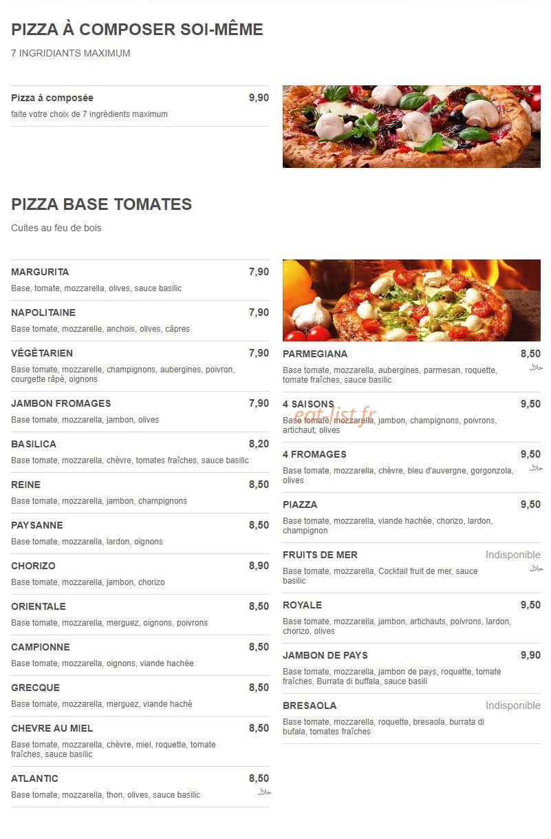 La Paillote A Pizza — carte page 1