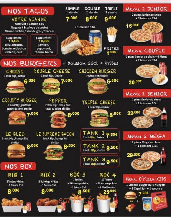 O'Pizza — carte page 3
