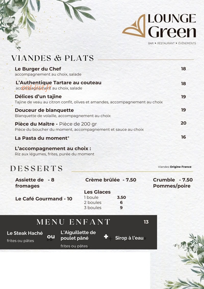 Lounge Green — carte page 1