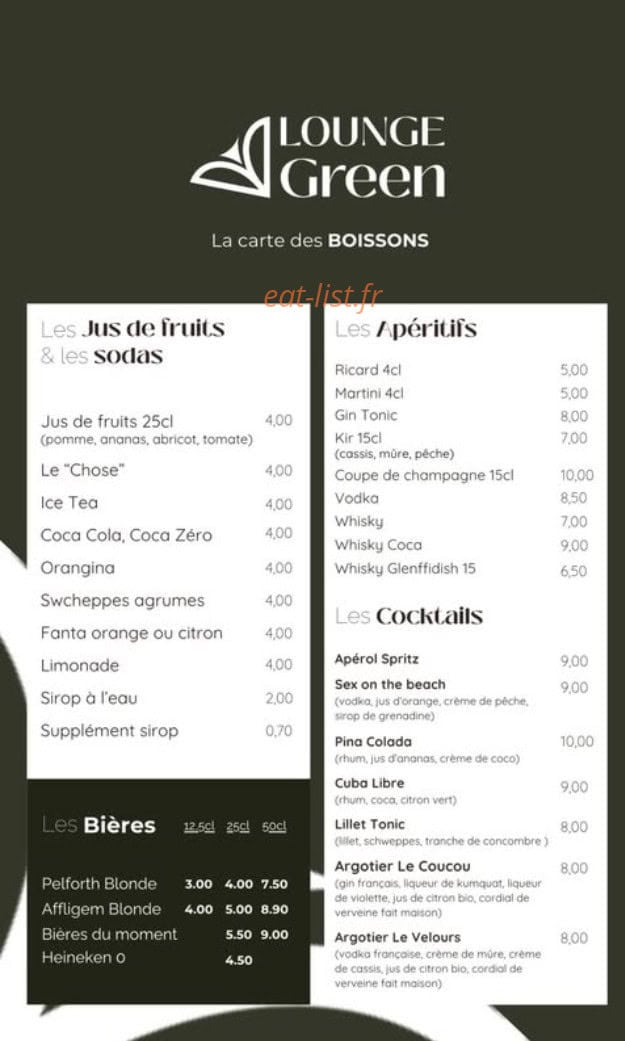 Lounge Green — carte page 3
