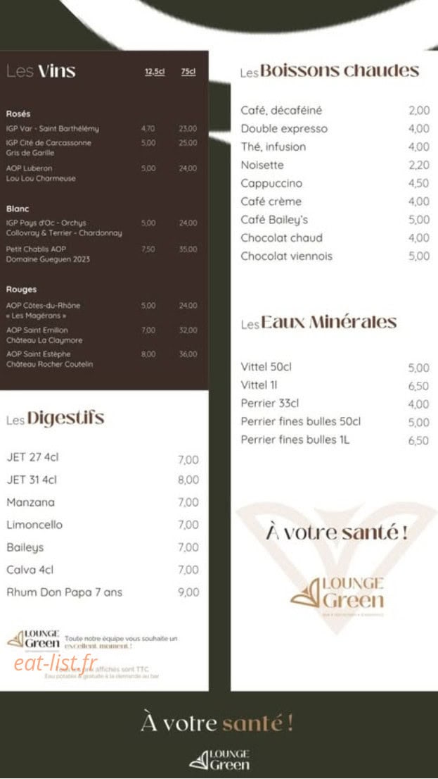 Lounge Green — carte page 4