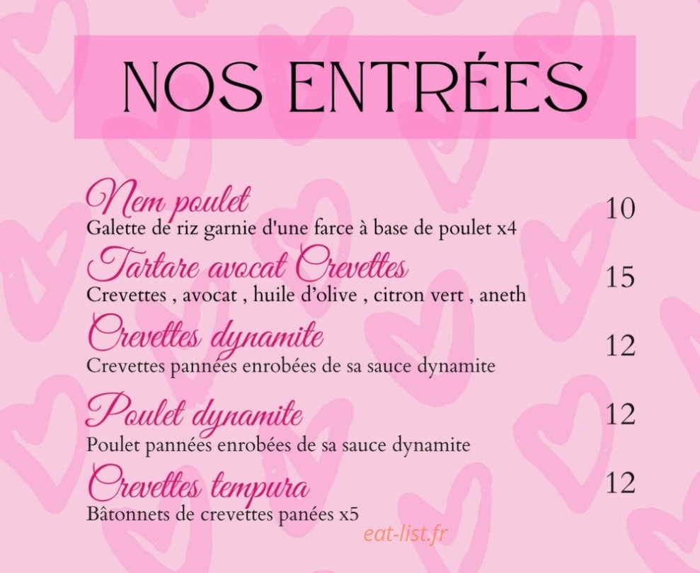 Baoli Lounge — carte page 1