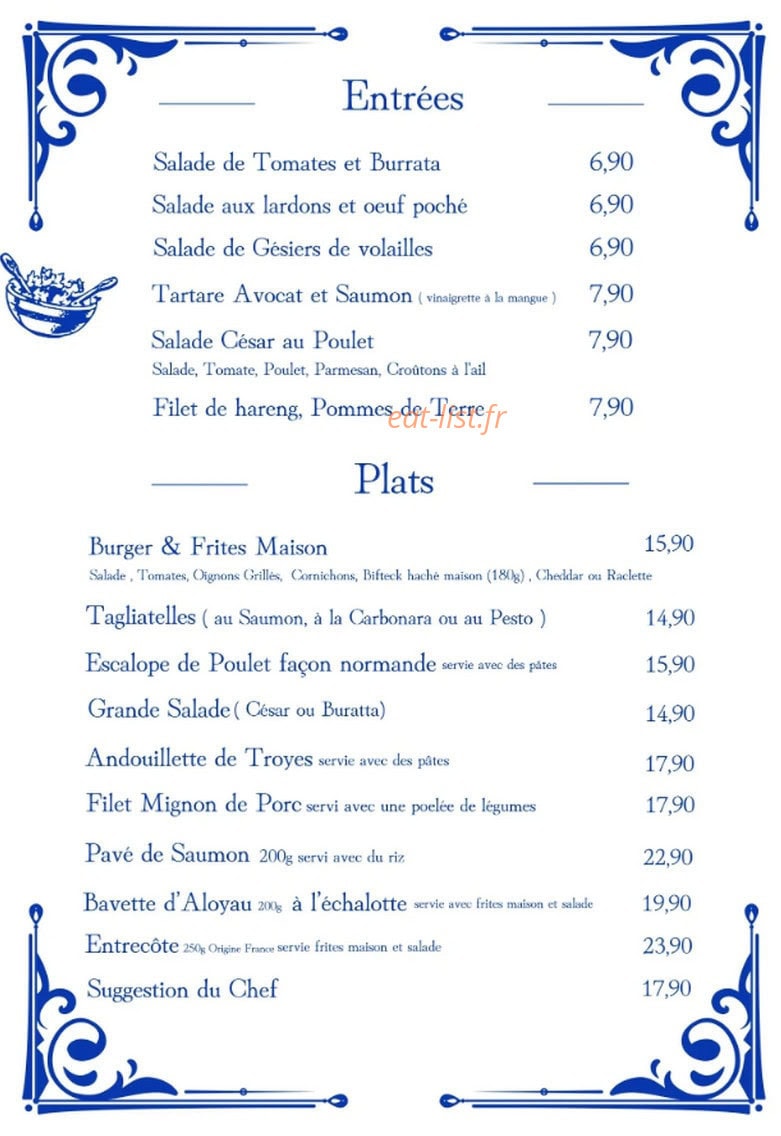 Le Resto du Théâtre — carte page 1