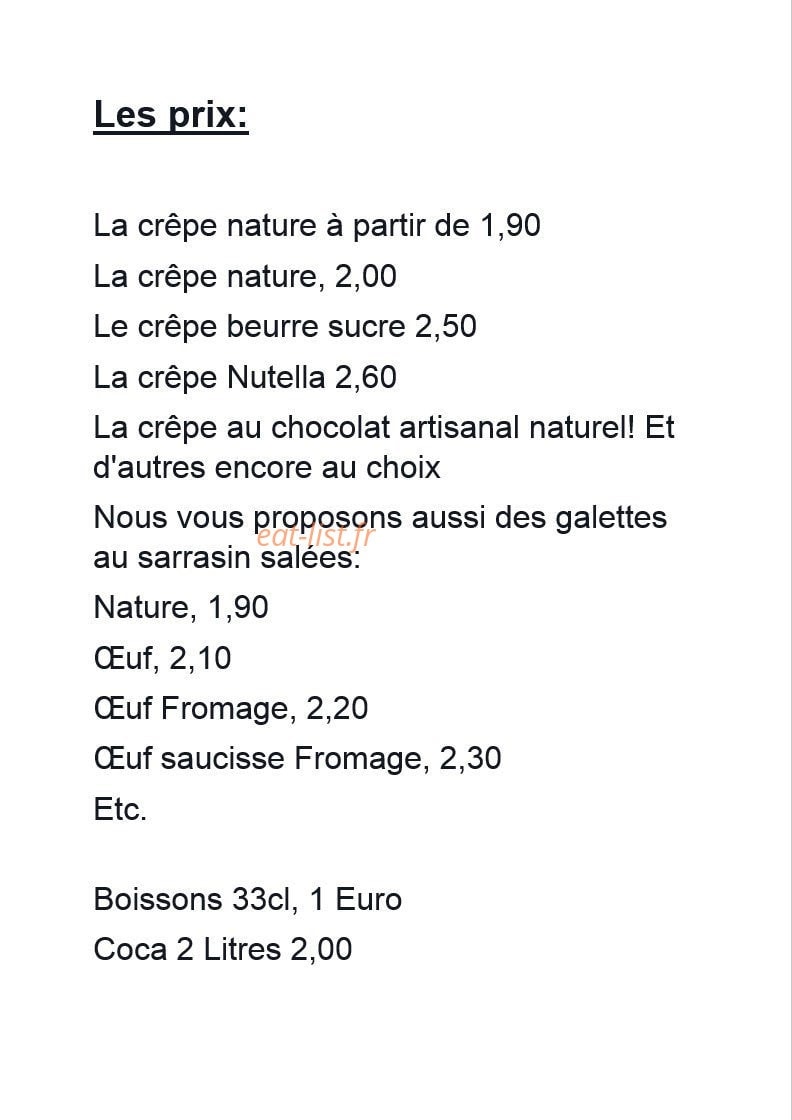 Micro Crêperie — carte page 1