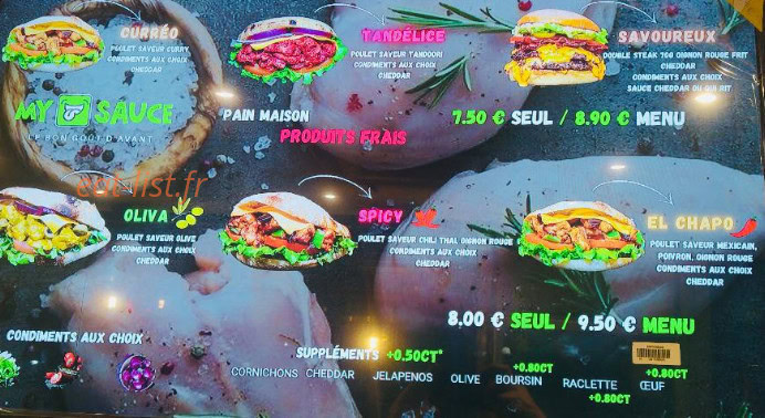 My Sauce — carte page 1