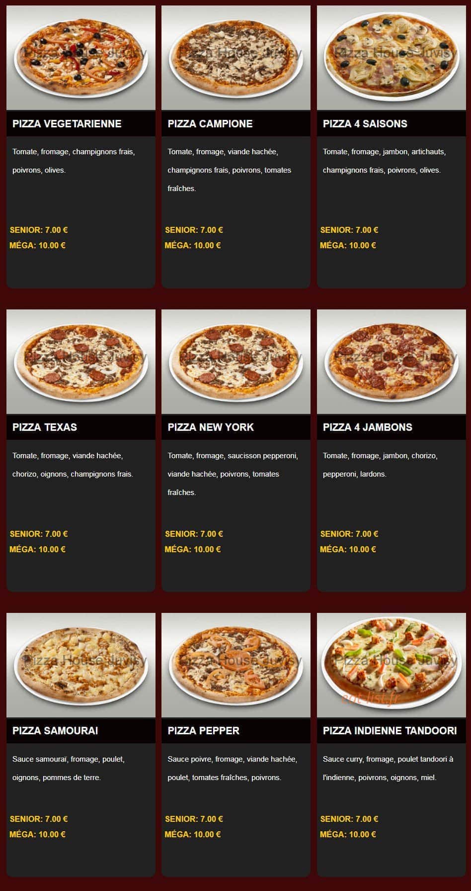 Pizza House — carte page 3