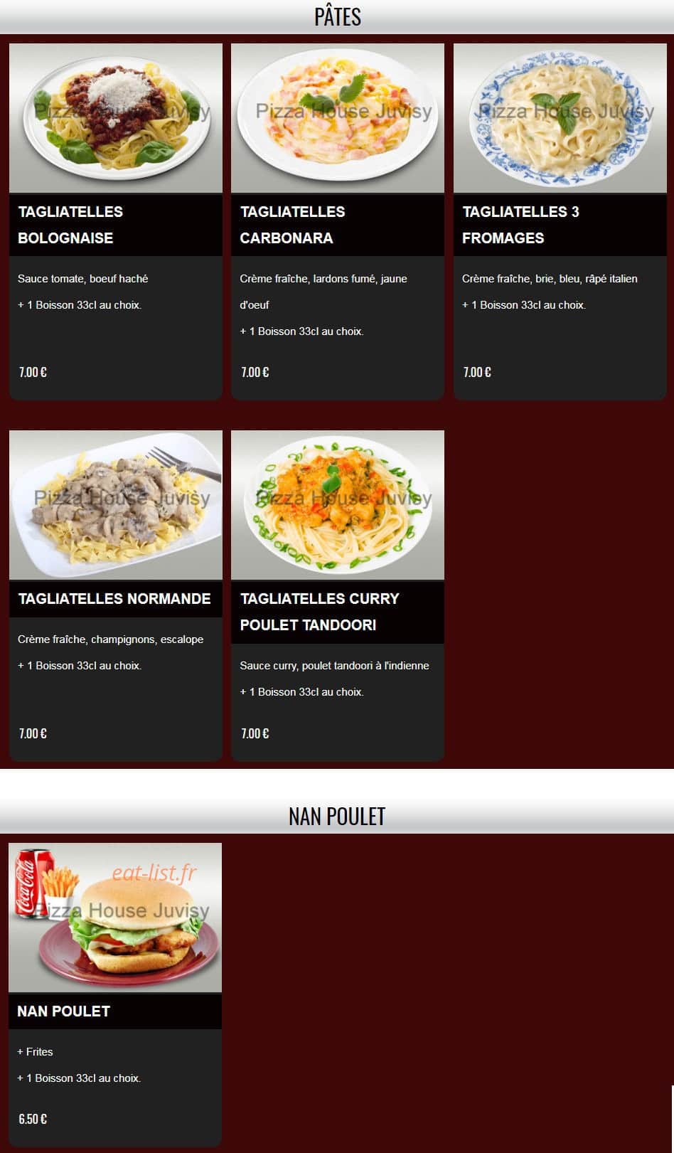 Pizza House — carte page 7