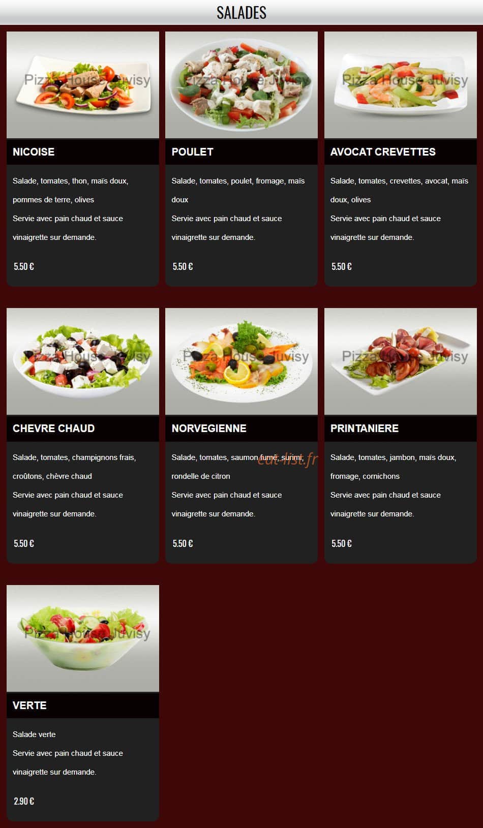 Pizza House — carte page 9